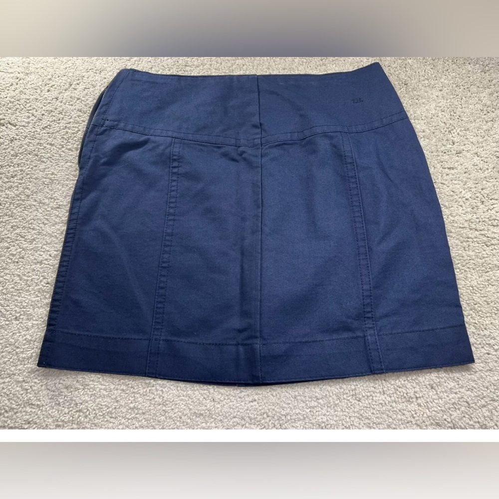 TOMMY HILFIGER Navy Blue Straight Skirt Womens 8 Side Zip 100% Cotton w pockets